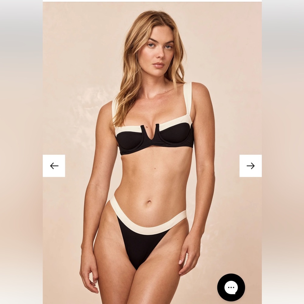 Black and Cream Two-Tone Bikini Bottom